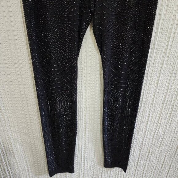 Fashion Nova Always A Baddie Rhinestone Mesh Leggings in Black Size Large - Picture 6 of 12